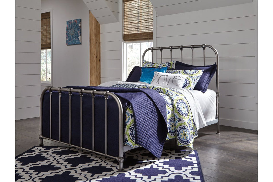 Nashburg Silver Queen Metal Bed - Lara Furniture