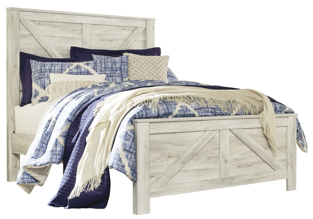 Bellaby Whitewash Queen Crossbuck Panel Bed - Lara Furniture