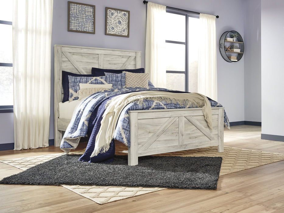 Bellaby Whitewash Queen Crossbuck Panel Bed - Lara Furniture