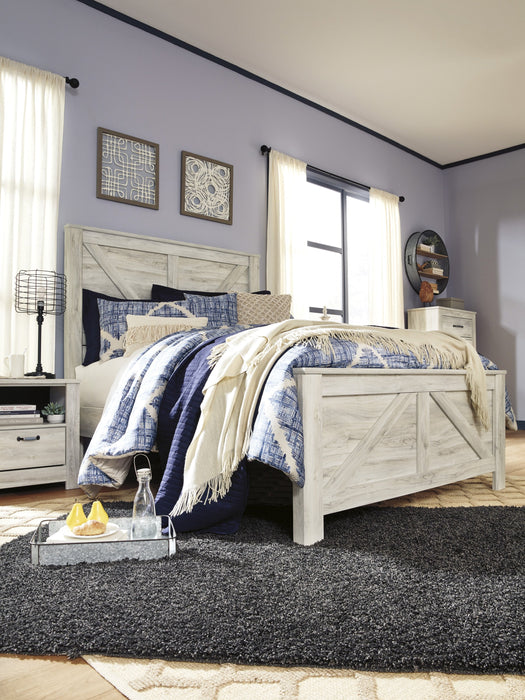 Bellaby Whitewash Queen Crossbuck Panel Bed - Lara Furniture