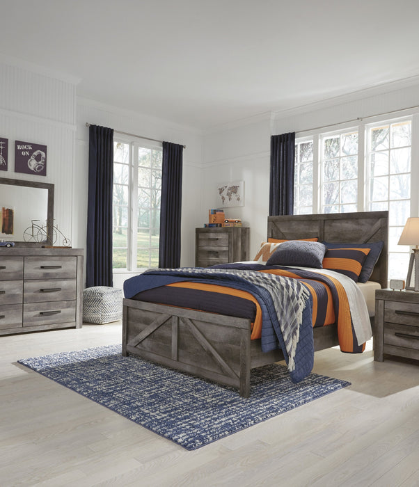 Wynnlow Gray Full Crossbuck Panel Bed - Lara Furniture