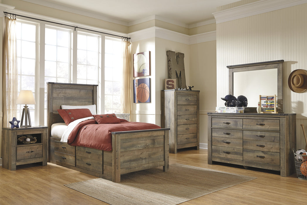 Trinell Brown Twin Panel Under Bed Storage Bed - Lara Furniture