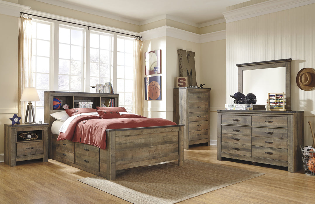 Trinell Brown Panel Bookcase Under Bed Storage Youth Bedroom Set - Lara Furniture