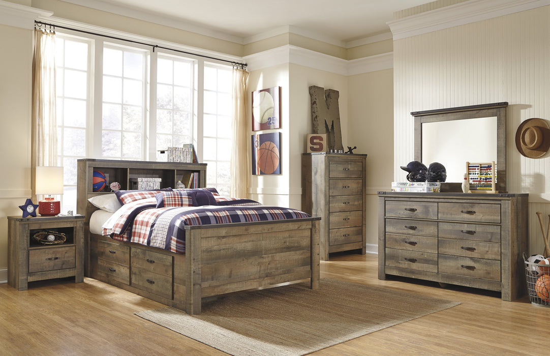 Trinell Brown Panel Bookcase Under Bed Storage Youth Bedroom Set - Lara Furniture