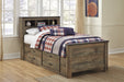 Trinell Brown Twin Panel Bookcase Under Bed Storage Bed - Lara Furniture