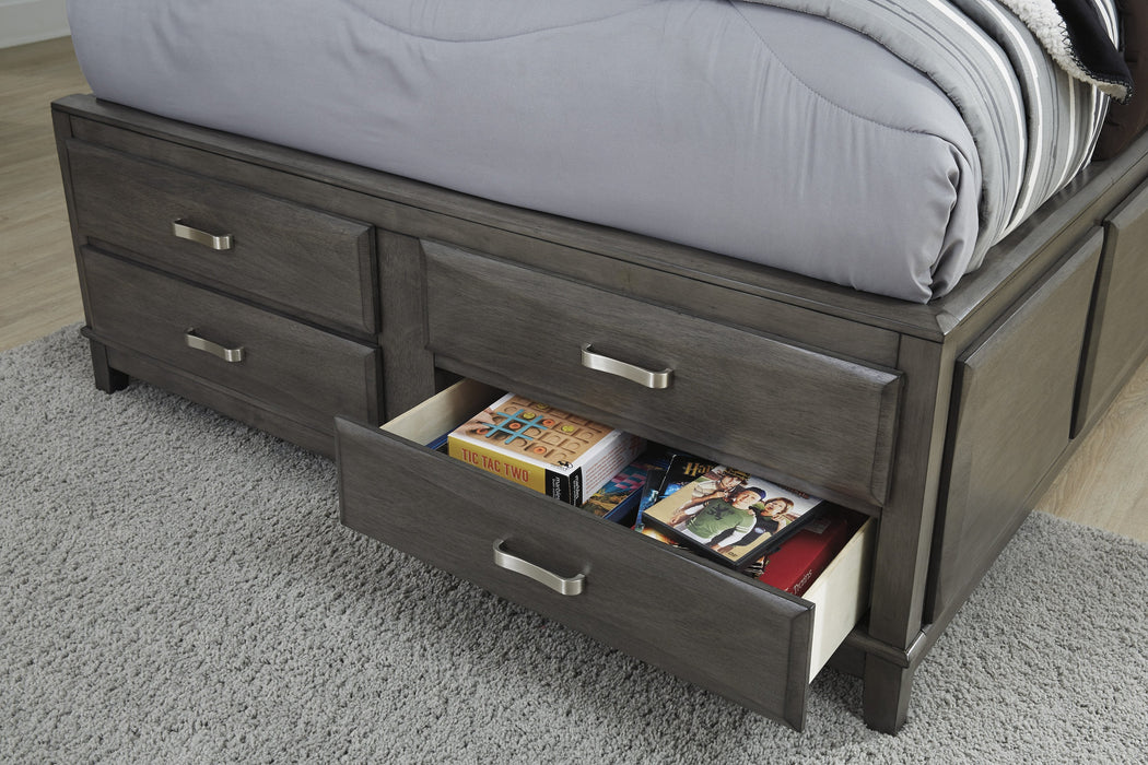 Caitbrook Gray Full Bookcase Storage Bed - Lara Furniture