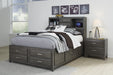 Caitbrook Gray Full Bookcase Storage Bed - Lara Furniture