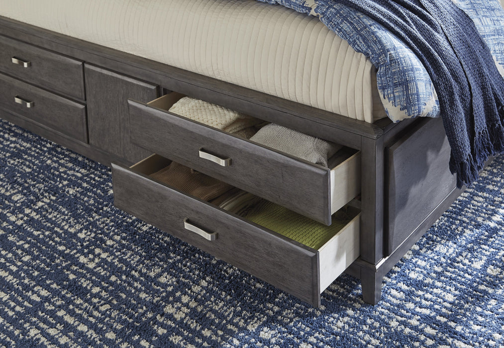Caitbrook Gray King Bookcase Storage Bed - Lara Furniture