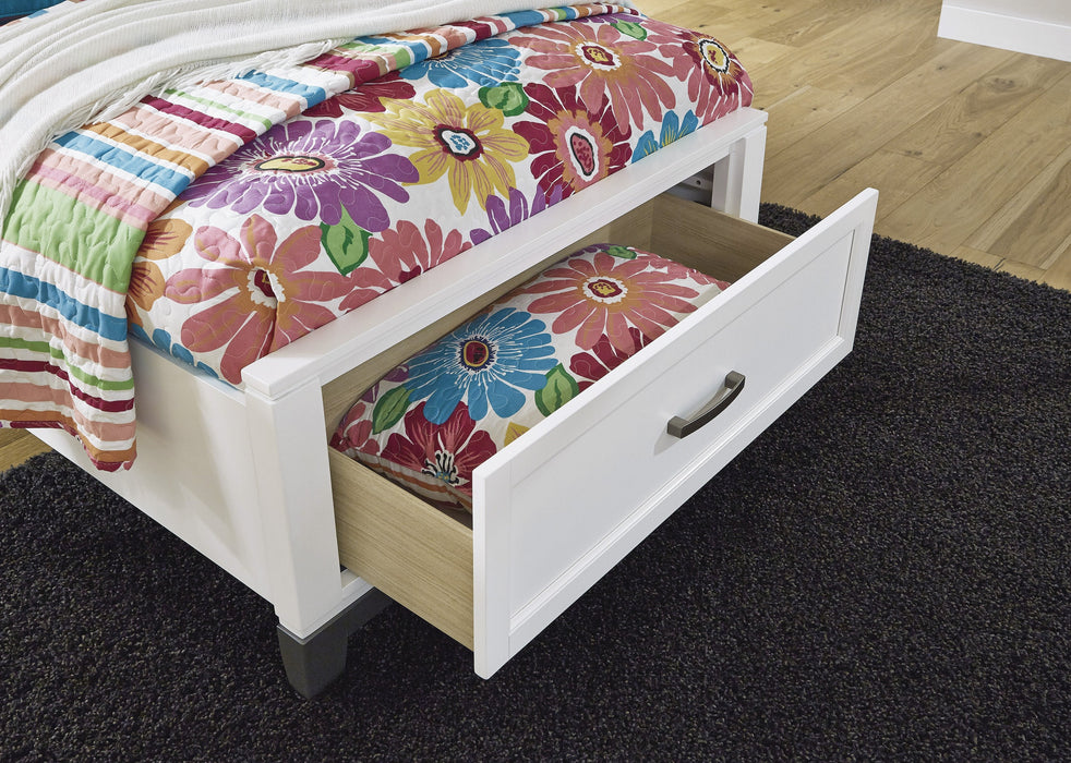 Brynburg White Twin Footboard Storage Platform Bed - Lara Furniture