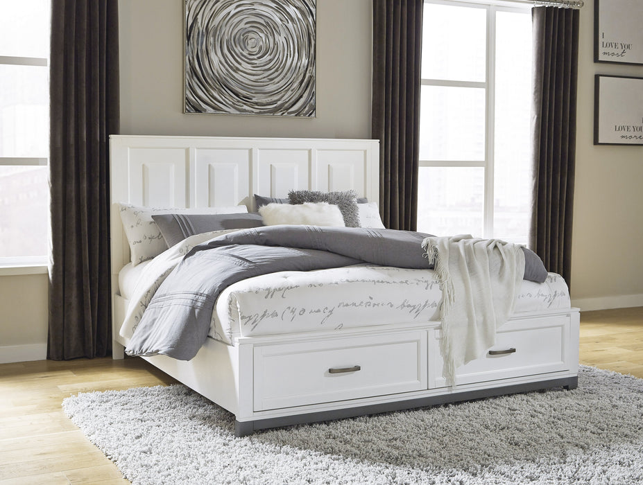 Brynburg White King Footboard Storage Platform Bed - Lara Furniture