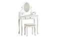 Kaslyn White Vanity and Mirror with Stool - Lara Furniture