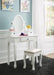 Kaslyn White Vanity and Mirror with Stool - Lara Furniture