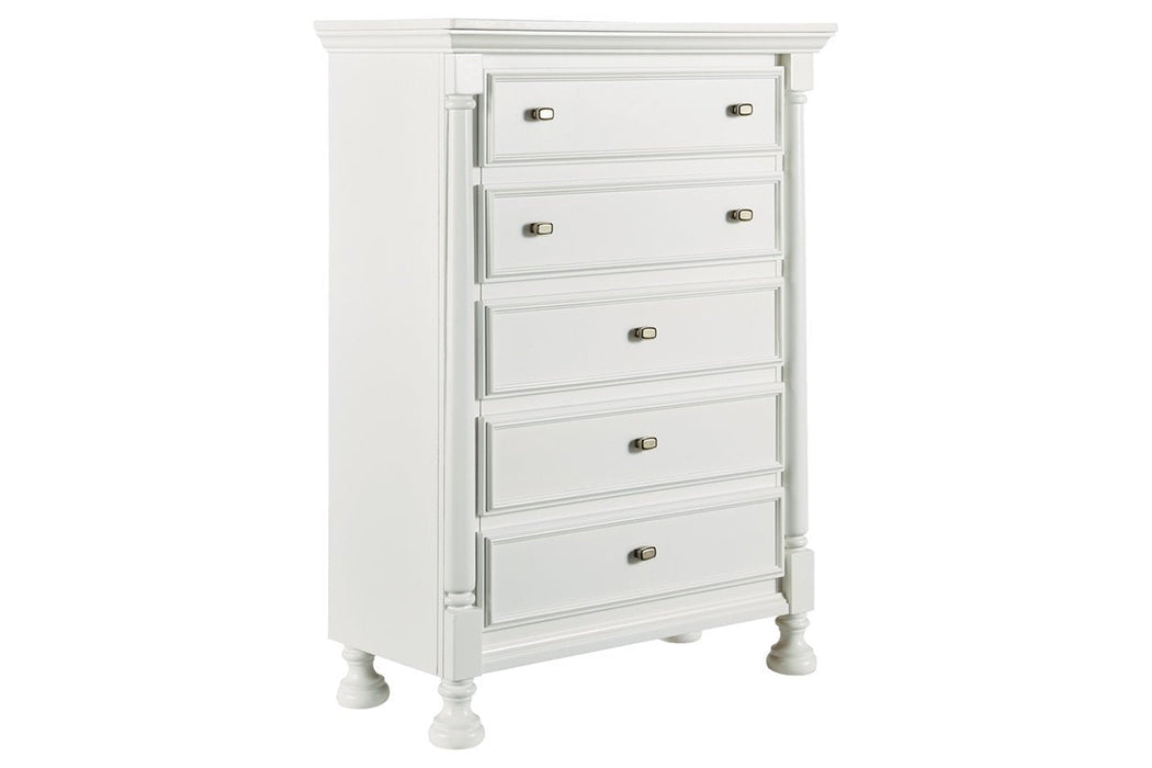 Kaslyn White Chest of Drawers - Lara Furniture