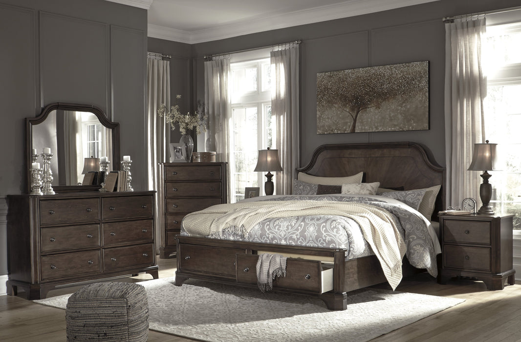 Adinton Brown Footboard Storage Platform Bedroom Set - Lara Furniture