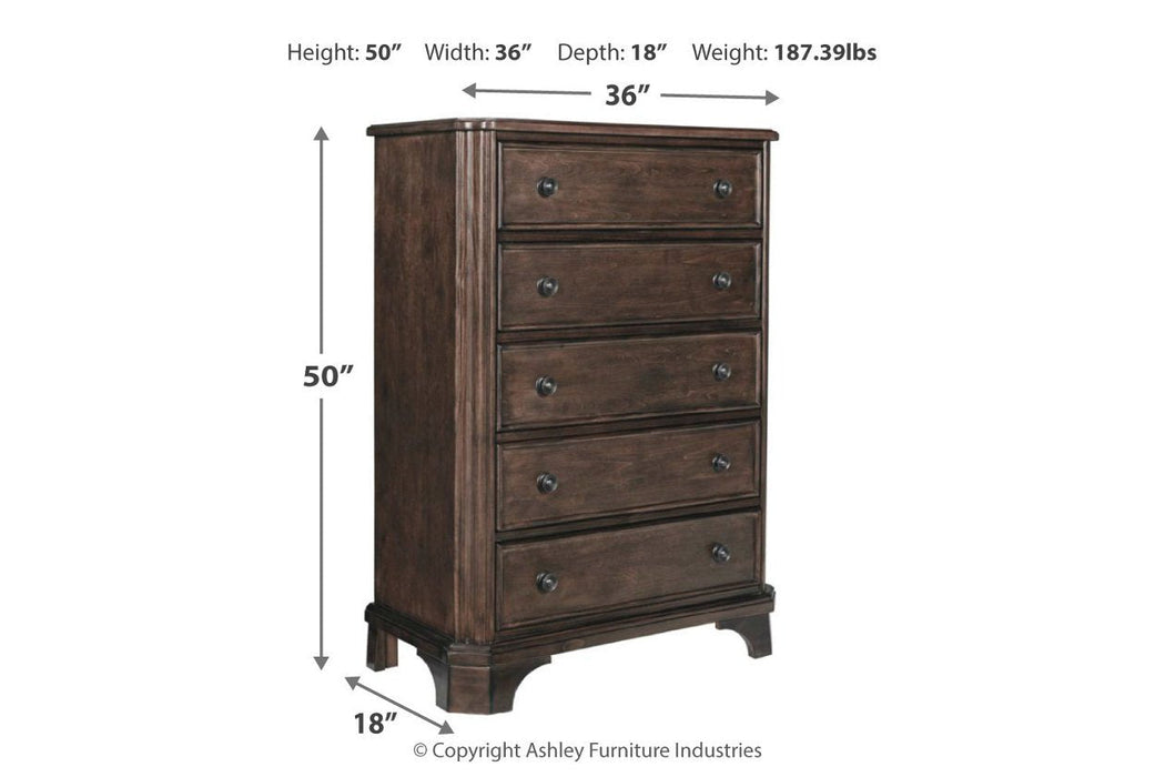 Adinton Brown Chest of Drawers - Lara Furniture