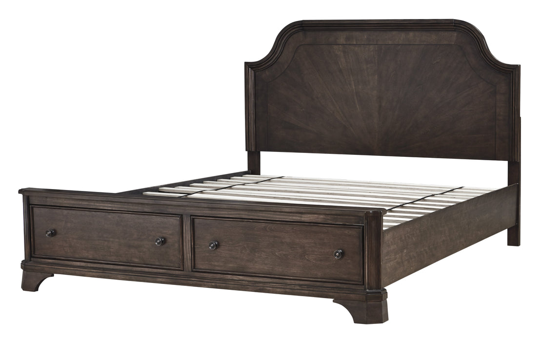 Adinton Brown King Footboard Storage Platform Bed - Lara Furniture