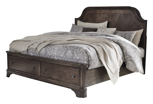 Adinton Brown Queen Footboard Storage Platform Bed - Lara Furniture