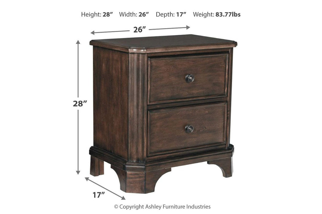 Adinton Brown Nightstand - Lara Furniture