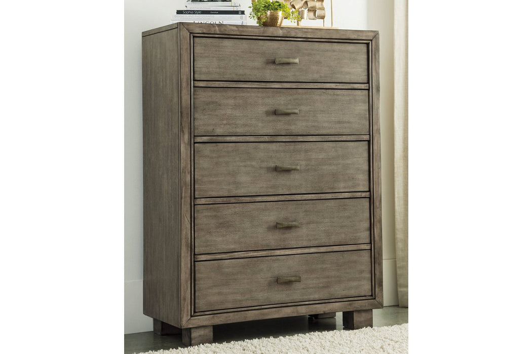 Arnett Gray Chest of Drawers - Lara Furniture