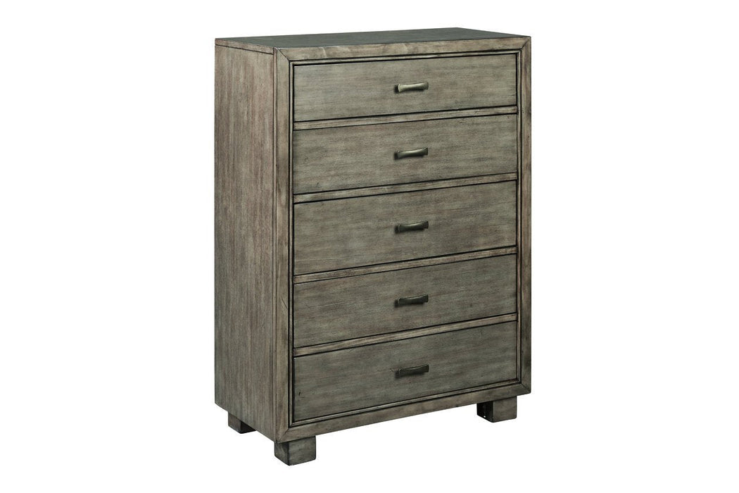 Arnett Gray Chest of Drawers - Lara Furniture