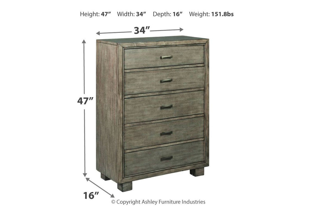 Arnett Gray Chest of Drawers - Lara Furniture