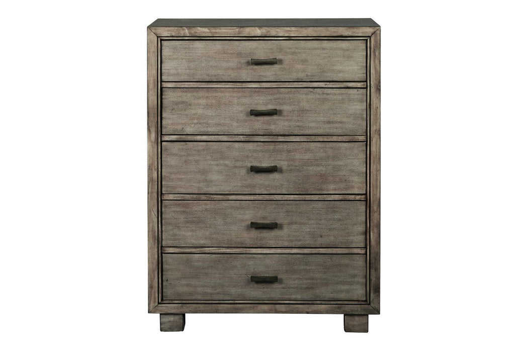 Arnett Gray Chest of Drawers - Lara Furniture