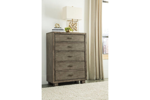 Arnett Gray Chest of Drawers - Lara Furniture