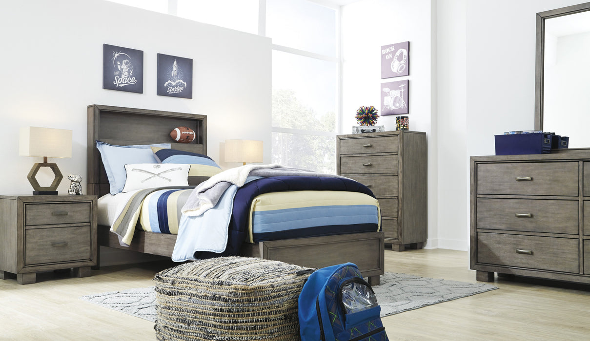 Arnett Gray Youth Bookcase Bedroom Set - Lara Furniture