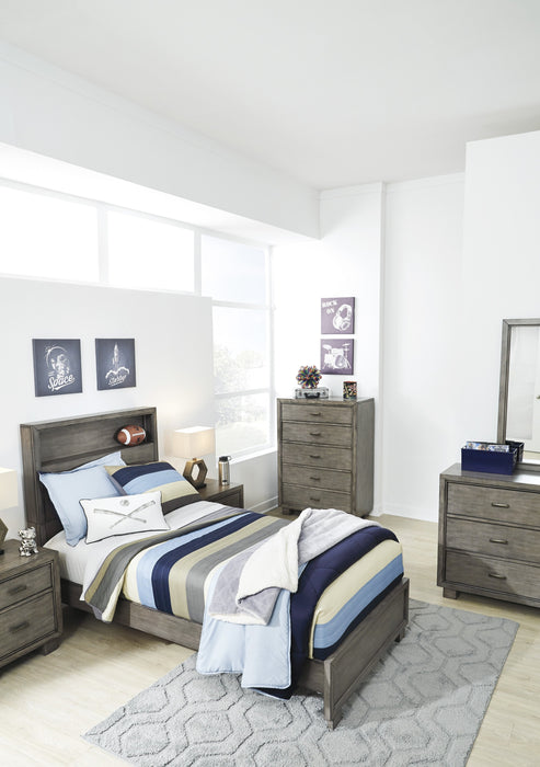 Arnett Gray Twin Bookcase Bed - Lara Furniture