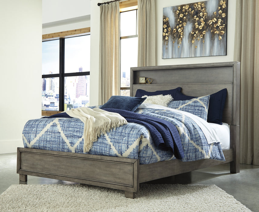 Arnett Gray Queen Bookcase Bed - Lara Furniture