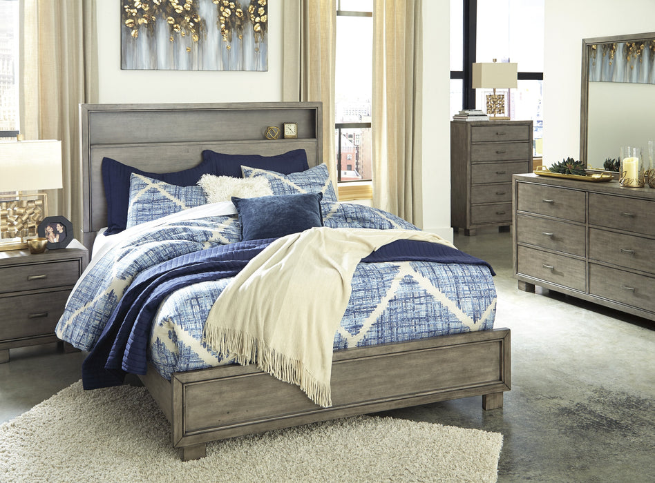 Arnett Gray Queen Bookcase Bed - Lara Furniture