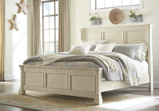 Bolanburg Antique White King Louvered Panel Bed - Lara Furniture