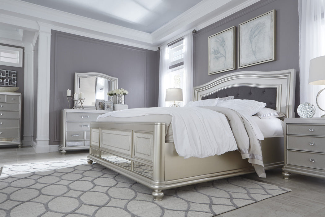 Coralayne Silver Upholstered Panel Bedroom Set - Lara Furniture