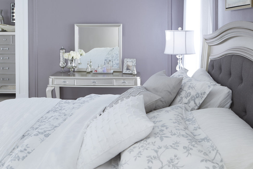 Coralayne Silver Upholstered King Panel Bed - Lara Furniture