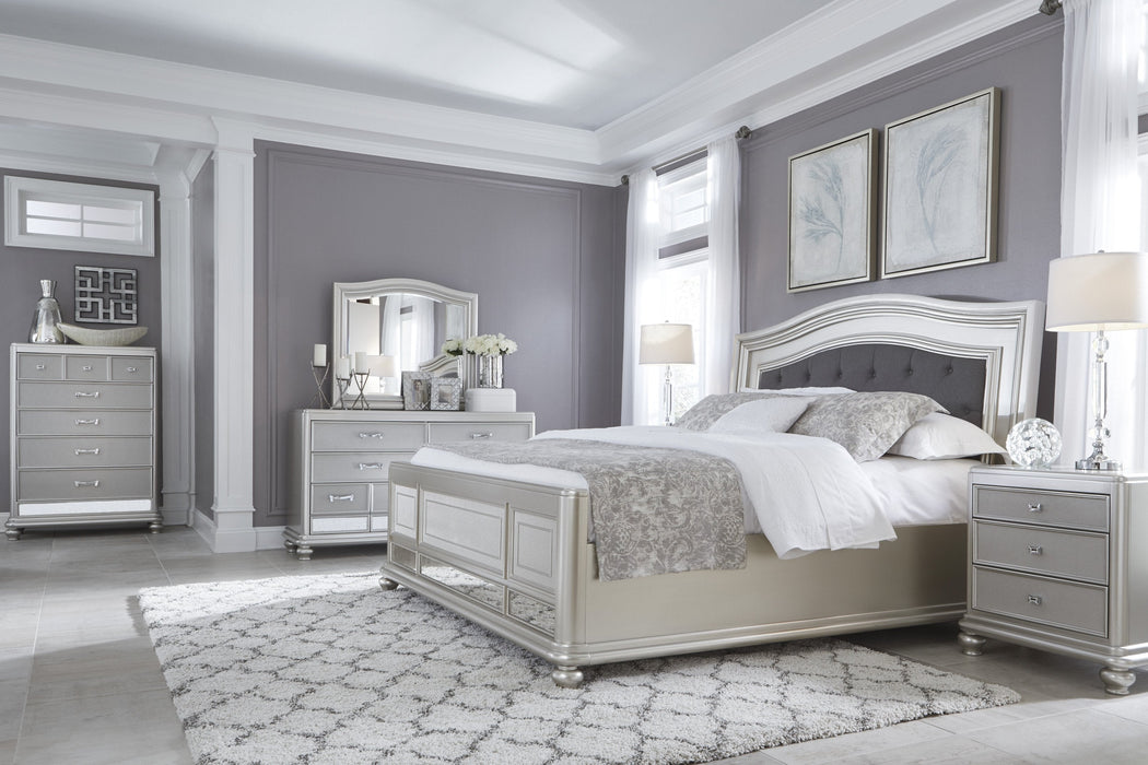 Coralayne Silver Upholstered Panel Bedroom Set - Lara Furniture