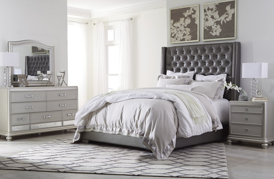 Coralayne Gray Upholstered Panel Bedroom Set - Lara Furniture