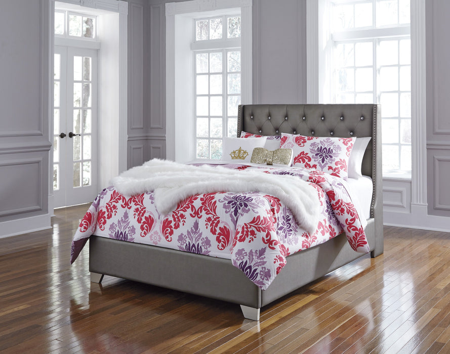 Coralayne Gray Upholstered Full Panel Bed - Lara Furniture