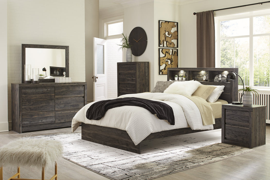 Vay Bay Charcoal Bookcase Bedroom Set - Lara Furniture