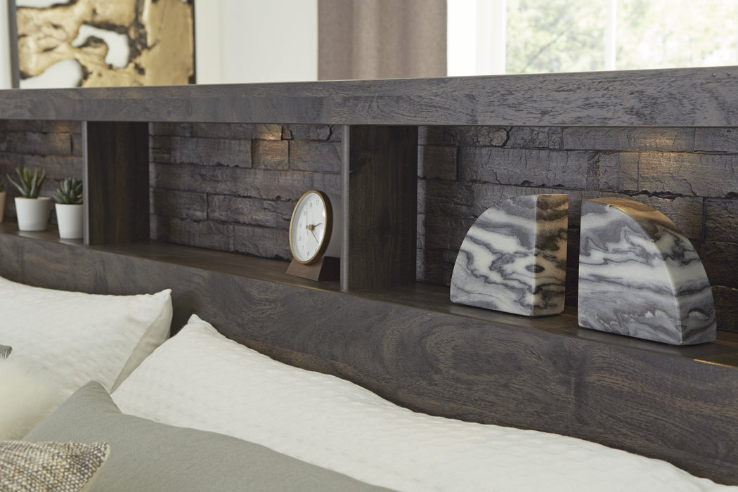 Vay Bay Charcoal Bookcase Bedroom Set - Lara Furniture