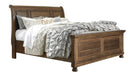Flynnter Medium Brown King Sleigh Platform Bed - Lara Furniture