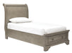 Lettner Light Gray Twin Storage Platform Sleigh Bed - Lara Furniture