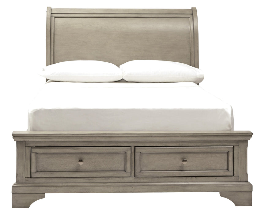 Lettner Light Gray Full Storage Platform Sleigh Bed - Lara Furniture