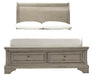 Lettner Light Gray Full Storage Platform Sleigh Bed - Lara Furniture