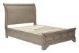 Lettner Light Gray Full Storage Platform Sleigh Bed - Lara Furniture