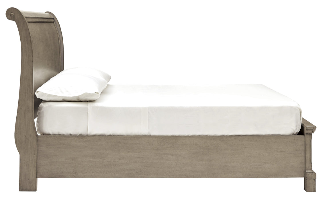 Lettner Light Gray Full Storage Platform Sleigh Bed - Lara Furniture