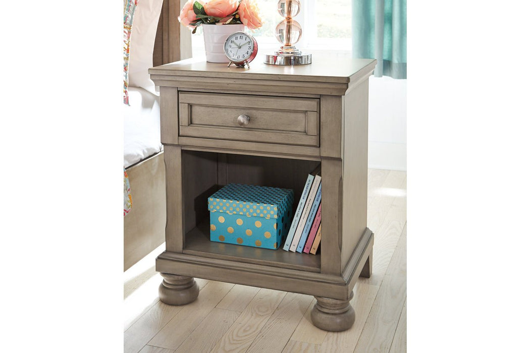 Lettner Light Gray Nightstand - Lara Furniture