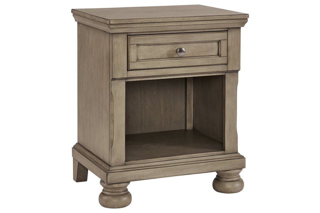 Lettner Light Gray Nightstand - Lara Furniture