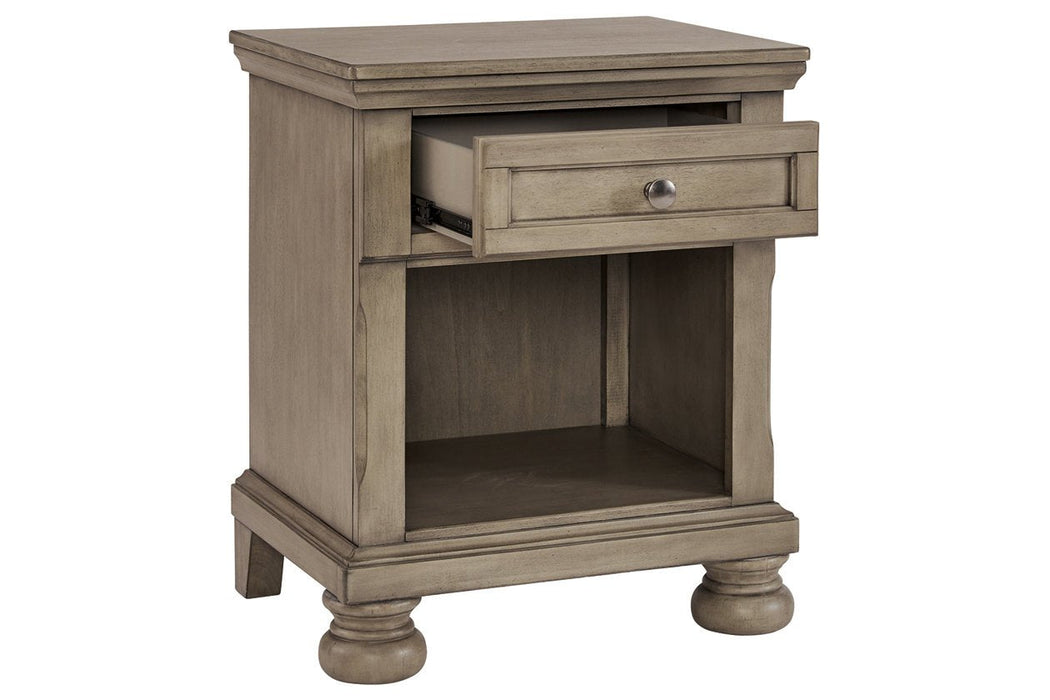 Lettner Light Gray Nightstand - Lara Furniture