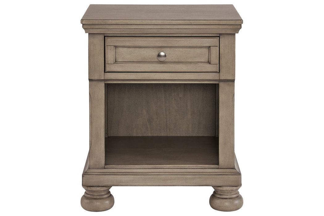 Lettner Light Gray Nightstand - Lara Furniture