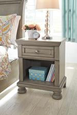 Lettner Light Gray Nightstand - Lara Furniture